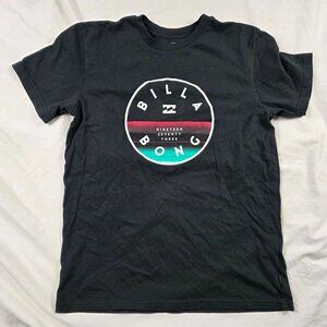 Billabong Premium Boys Large Black Graphic Tee Short Sleeve T Shirt Casual